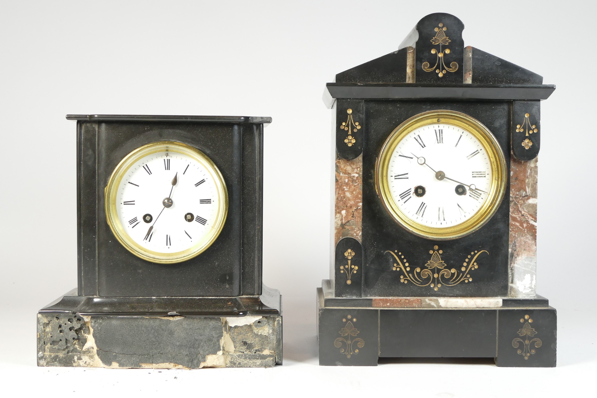 A collection of six Vienna style 8 day wall clocks, together with two Victorian slate mantel clocks, - Bild 3 aus 3