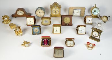 A collection of mid 20th century and later mantel clocks, alarm clocks, novelty clocks and