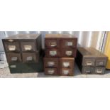 Mid 20th century steel index drawers by Hilners of England, comprising five banks of four