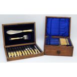 A mid 20th century James Deakin & Sons oak cased canteen of cutlery, sixty five piece, together with
