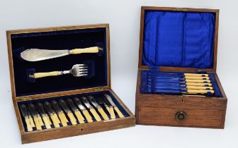 A mid 20th century James Deakin & Sons oak cased canteen of cutlery, sixty five piece, together with
