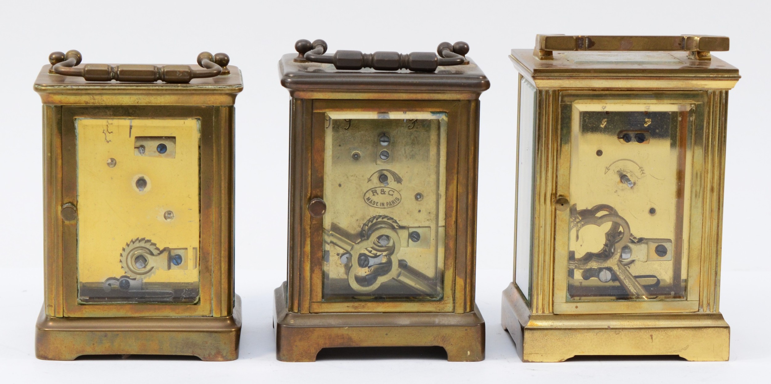 Two 20th century English 8 day brass carriage clocks, together with a French example. (3) - Bild 3 aus 5