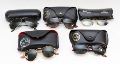 Five cased pairs of Ray-Ban sunglasses, to include Erika RB4171, and one pair inscribed 12947 PPAW