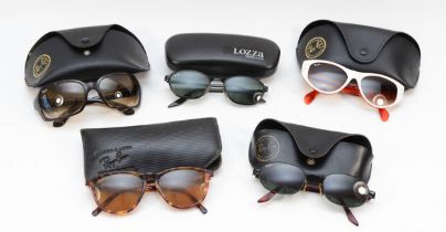 Ray-Ban; Five cased pairs of sunglasses, to include 'Vagabond' RB4152. (5)
