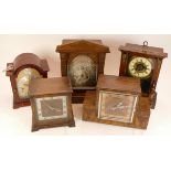 Five mid 20th century and later mantel clocks