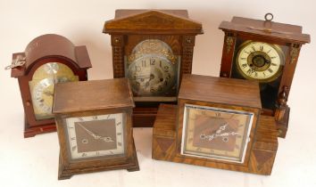 Five mid 20th century and later mantel clocks