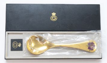 Georg Jensen, a silver gilt and enamel 1974 Year spoon, by Rigmor Andersen & Annelise Bjorner, 15cm,