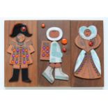 Three Hornsea Muramic handcrafted wall plaques. 'Tudor Queen', 'Admiral' and 'Spaceman', designed by