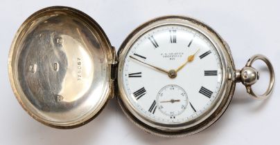 J.G. Graves, a Victorian silver key wind full hunter pocket watch, Chester 1898, 52mm. Working