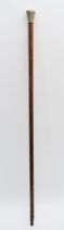 Early 20th century walking cane, with planished silver domed pommel, engraved 'T.W.Young.R.N.R'