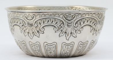 A Victorian silver rose bowl, by James Dixon & Sons, Sheffield 1895, with embossed floral