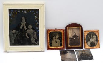 A collection of Victorian photographs, to include a daguerreotype portrait of a lady and child,