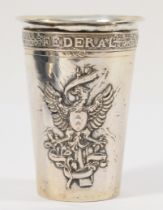 A Swiss 800 standard silver beaker, by S. Orfevers, Neuchatel, c.1898, with applied crest and TIR