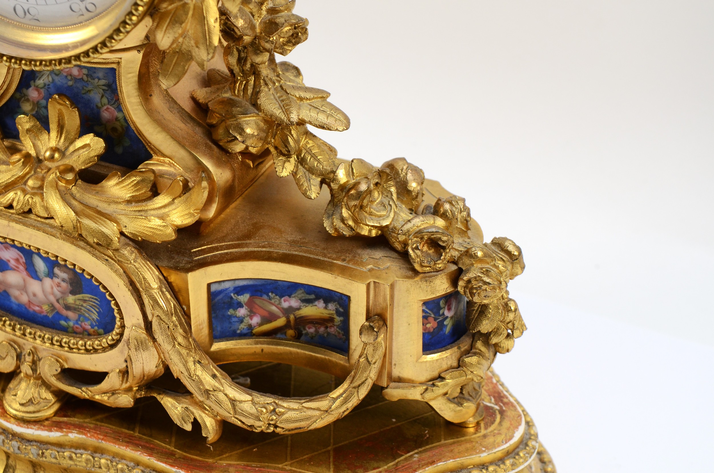 A French ormolu mounted Sèvres mantel clock, late 19th Century, of Louis XVI style, having 8 day - Image 2 of 11