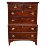 A Georgian mahogany chest on chest, the top section with two short over two two long drawers with