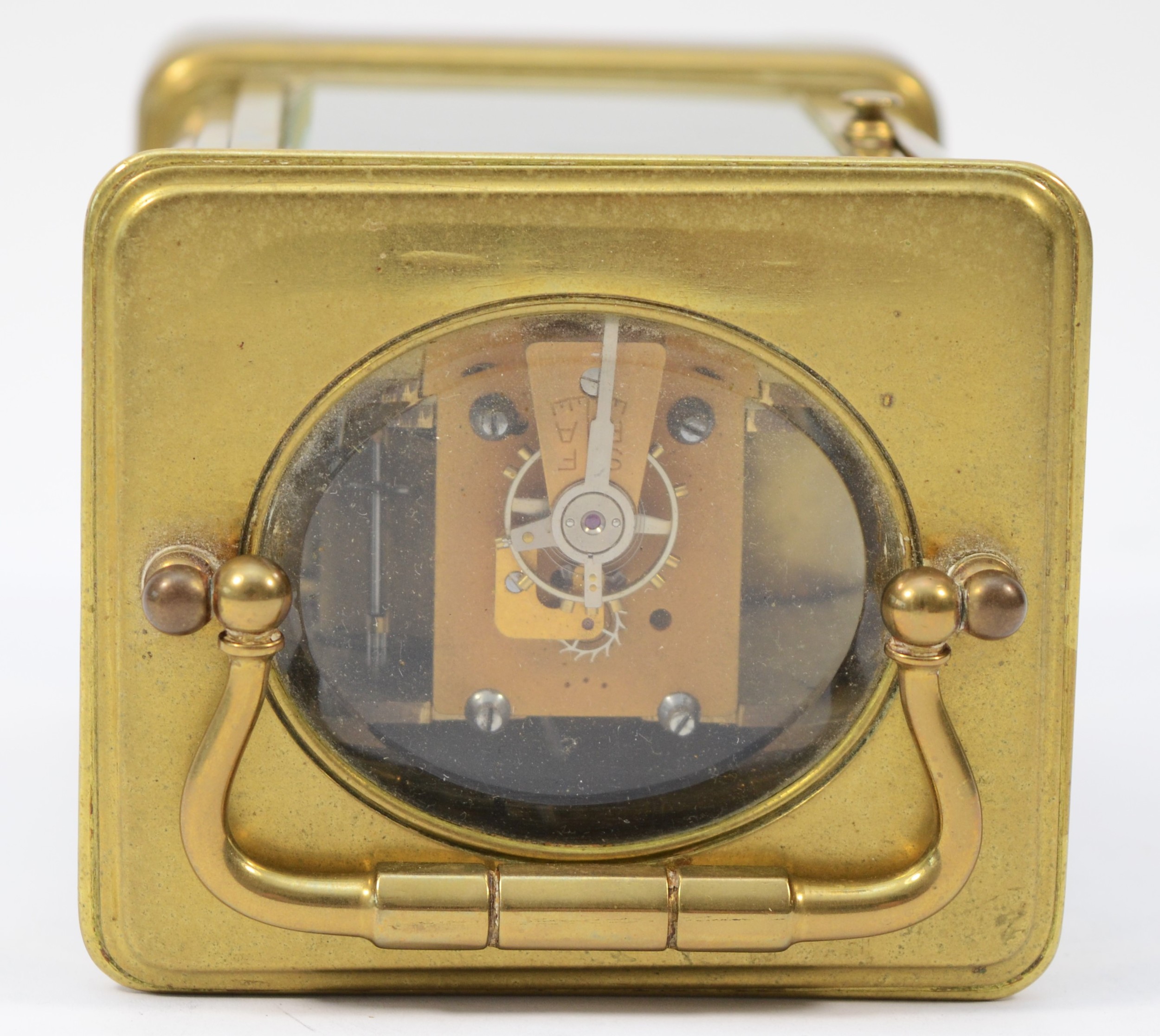 An early 20th century brass case carriage clock, having enamelled dial with Roman numerals, the 8 - Image 5 of 5
