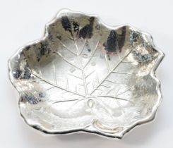 A silver leaf dish, by the Royal Irish Silver Co., Sheffield 1973, realistically modelled, 13.5 x