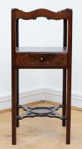 A Georgian mahogany night stand, under tier fitted with drawer on square tapering cross