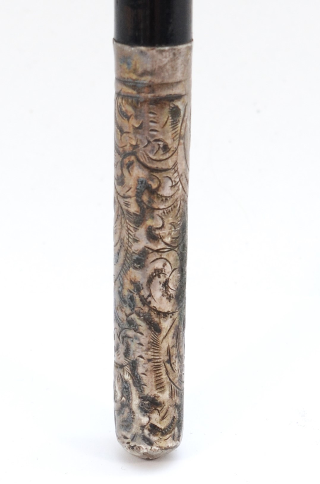 A Victorian silver and ebony conductors baton, Birmingham 1890, 52cm. Central plaque has had an - Image 5 of 7