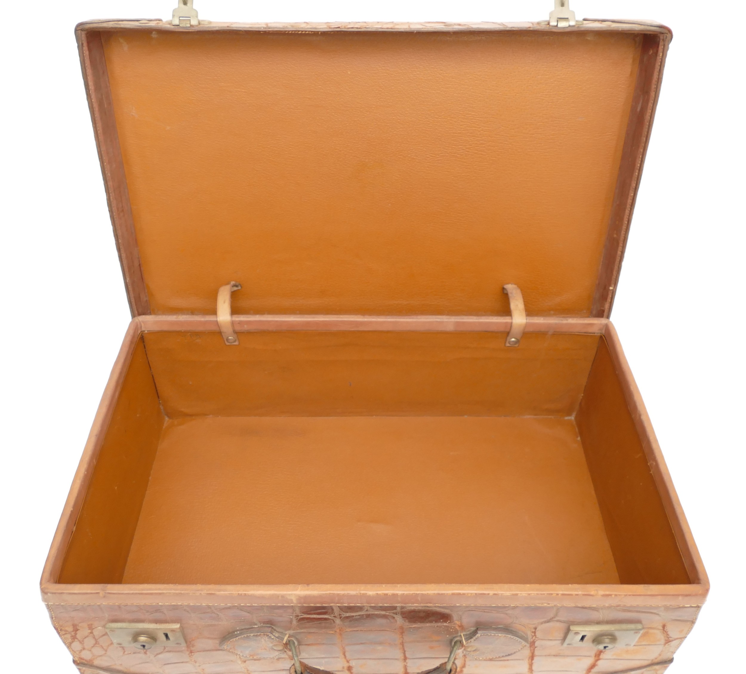 A large reptile skin suitcase, late 19th early 20th century. 66x41cm. - Image 2 of 3