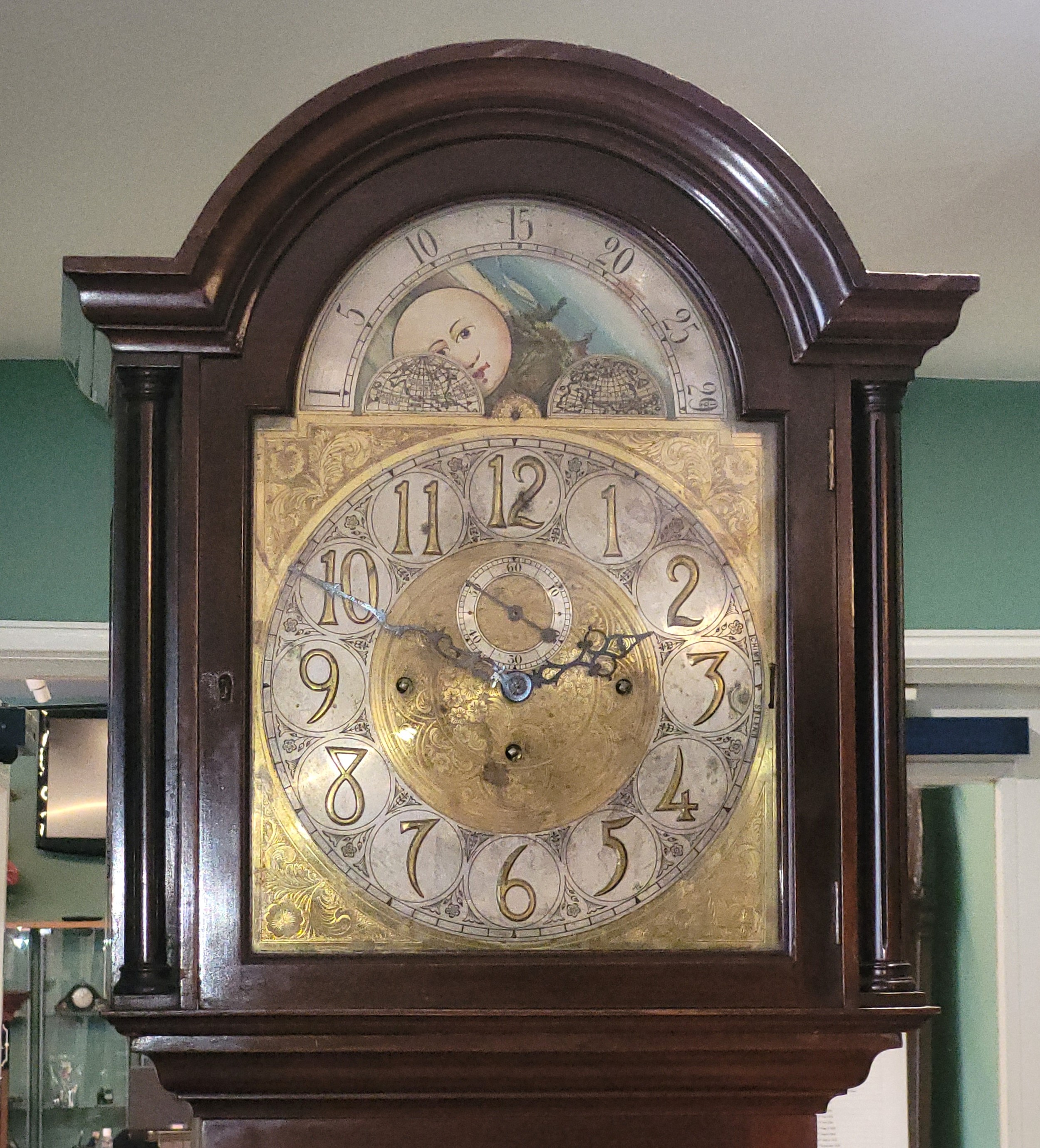 A Victorian mahogany eight day musical longcase clock, c.1880, the 13" brass dial with silvered - Image 4 of 4