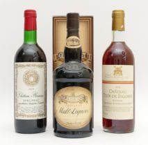 Three bottles of alcohol to include a 1979 Chateau Plaisance Bergerac, a 1979 Chateau Tour de