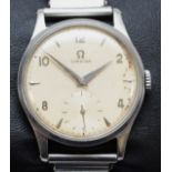 Omega, a stainless steel manual wind gentleman's wristwatch, c.1954, off white dial with