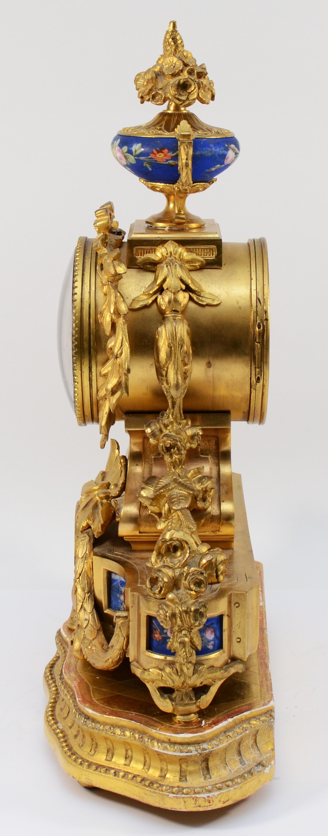 A French ormolu mounted Sèvres mantel clock, late 19th Century, of Louis XVI style, having 8 day - Image 3 of 11