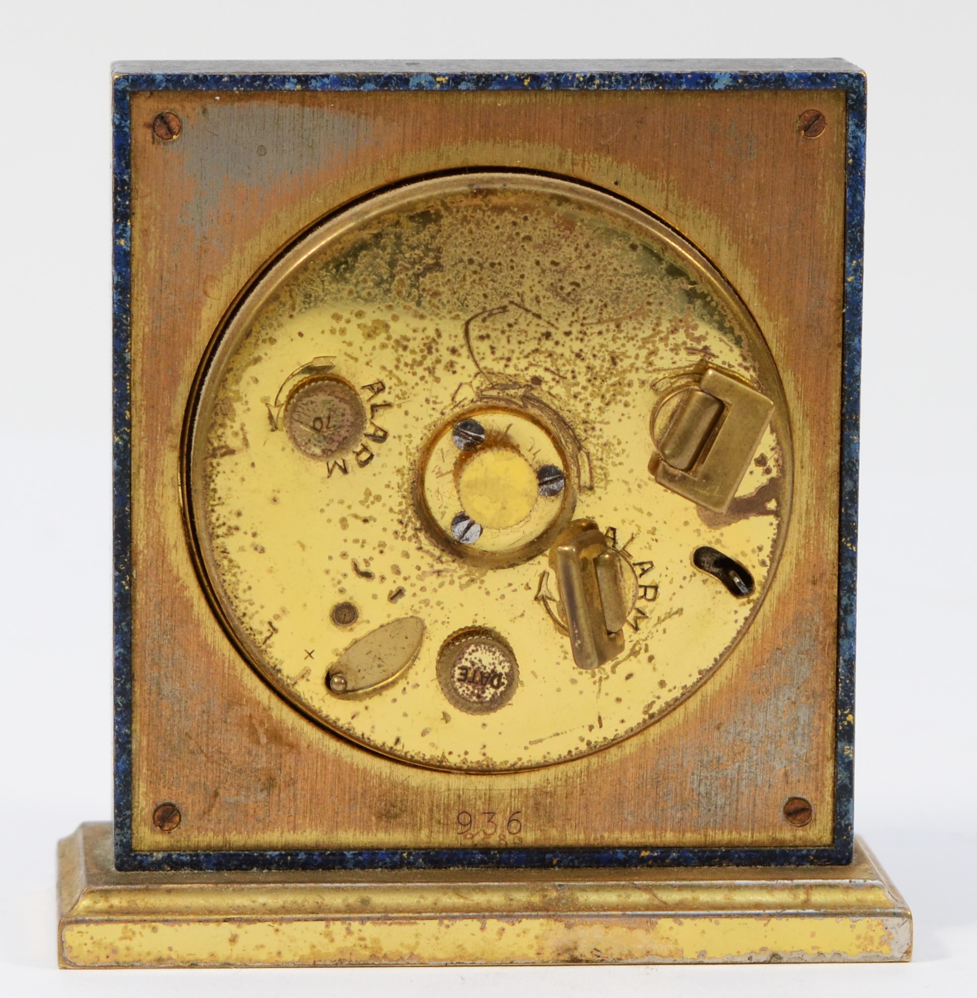 A 1920s Art Deco Jaeger traveling alarm clock, plated copper folding case, the dial stamped Jaeger - Image 7 of 7