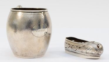 A Chinese silver christening mug, by Wing Nam & Co, Hong Kong, c.1900/10, engraved Anne, with spot