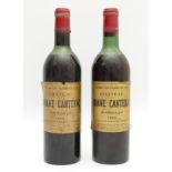 Two bottles Chateau Brane-Cantenac red wine, Margaux 1966, Grand Cru Classe