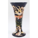 Kerry Goodwin for Moorcroft Pottery 'The Athletes', limited edition vase, 2011, flared trumpet form,