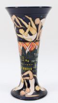 Kerry Goodwin for Moorcroft Pottery 'The Athletes', limited edition vase, 2011, flared trumpet form,