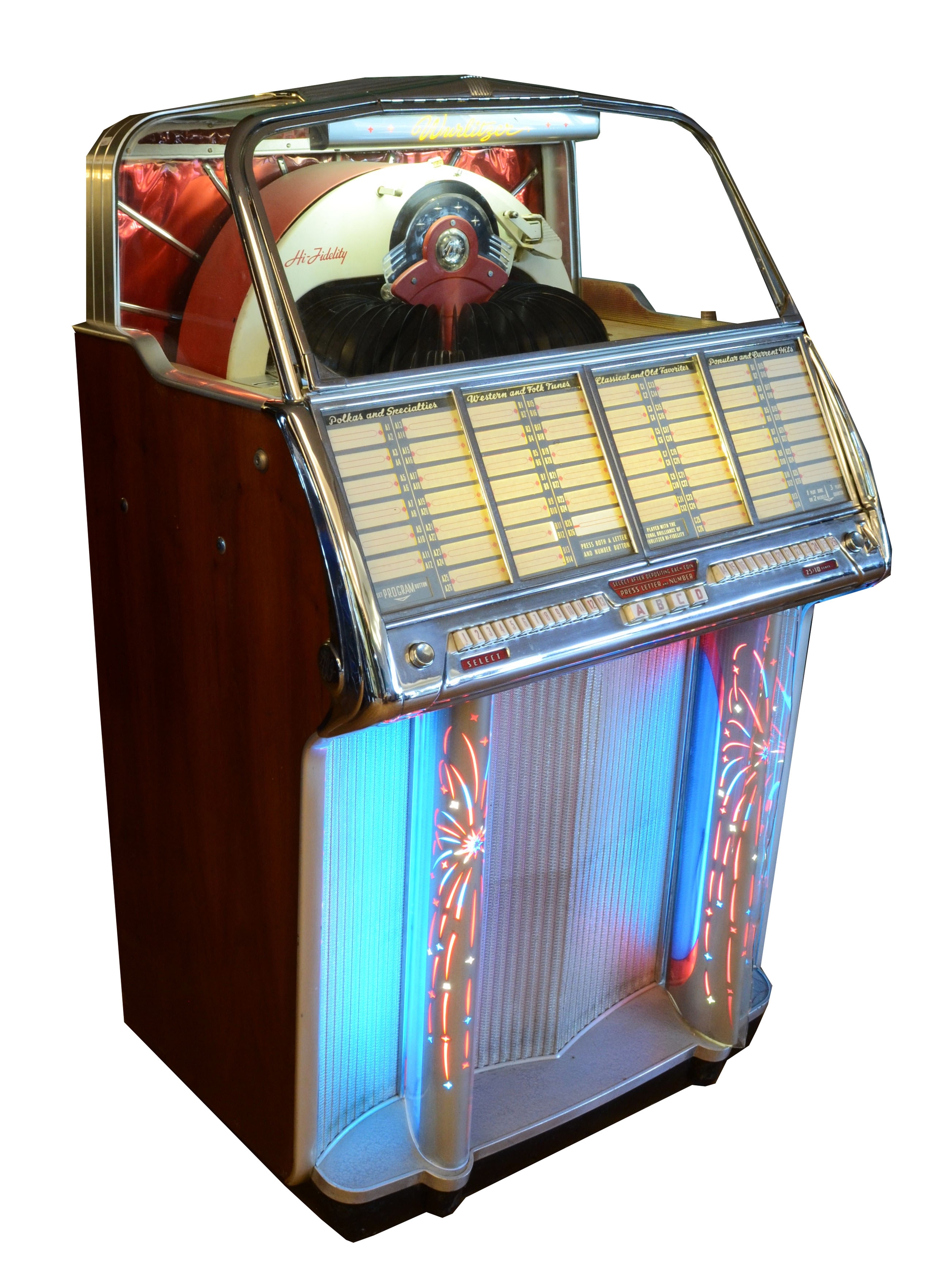 A Wurlitzer Model 1800 Multi-Selector Phonograph jukebox, c.1955, serial no. 235199, with Cobra