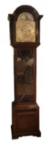 A Victorian mahogany eight day musical longcase clock, c.1880, the 13" brass dial with silvered