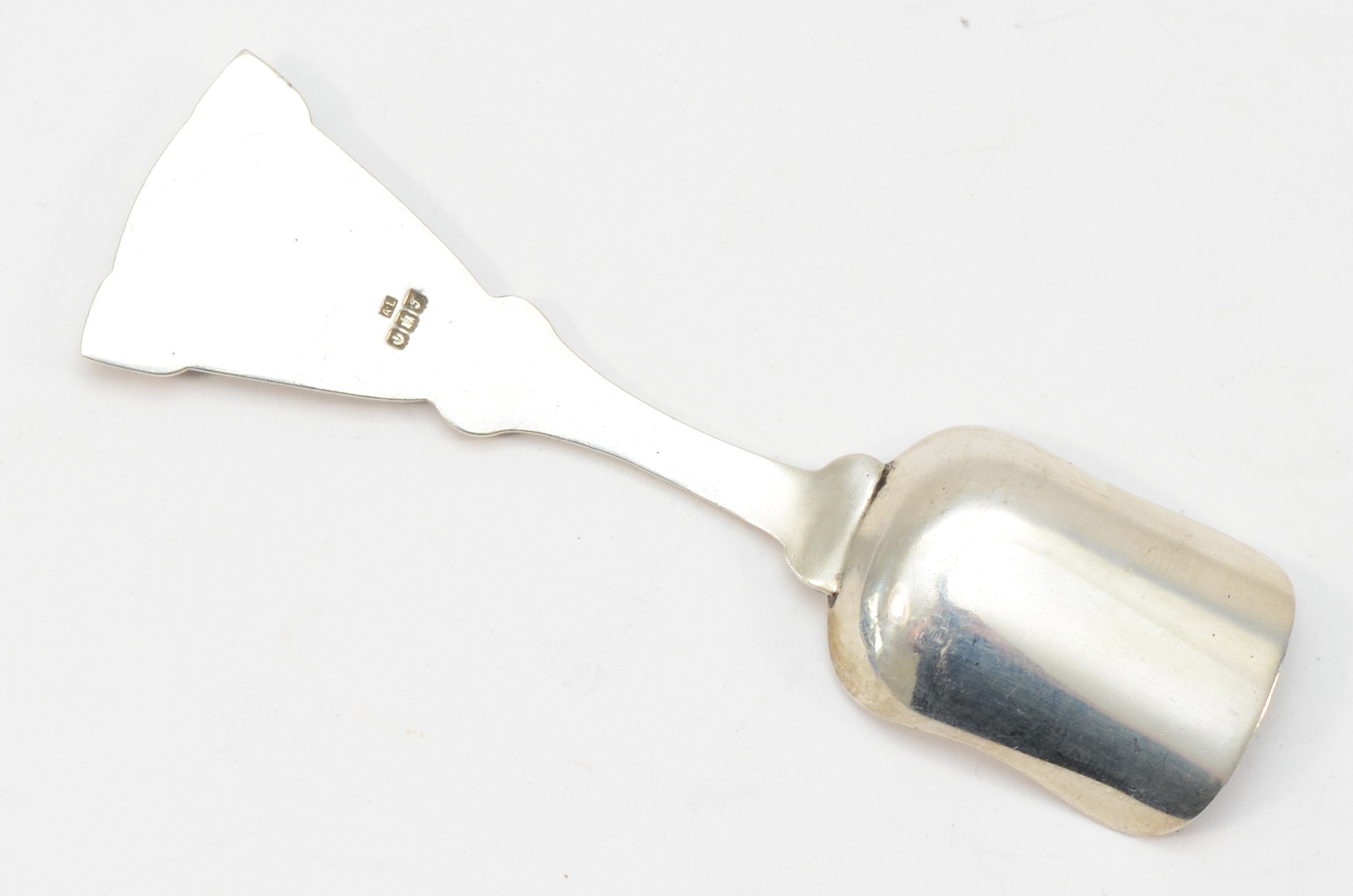 A Scottish silver Celtic caddy spoon, by A.L, Edinburgh 1949, untraced, with cast handle, 11.5cm, - Image 3 of 4