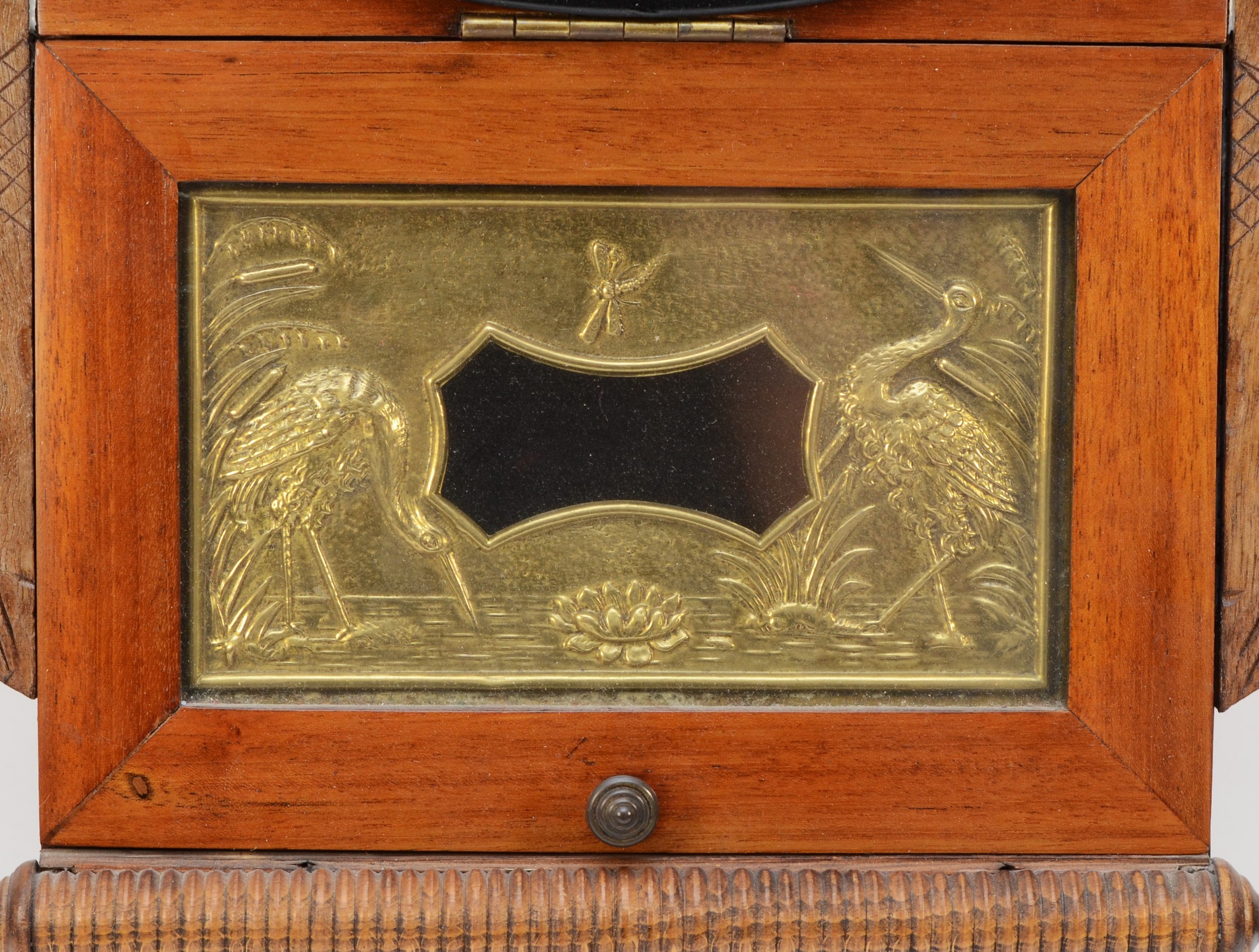 An American drop dial wall clock c1910, with a mahogany and ebonised dial surround and case, box - Image 2 of 2