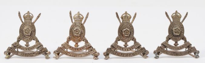 An Edwardian set of four silver military "Hampshire Carabiniers Yeomanry, South Africa, 1900-01"