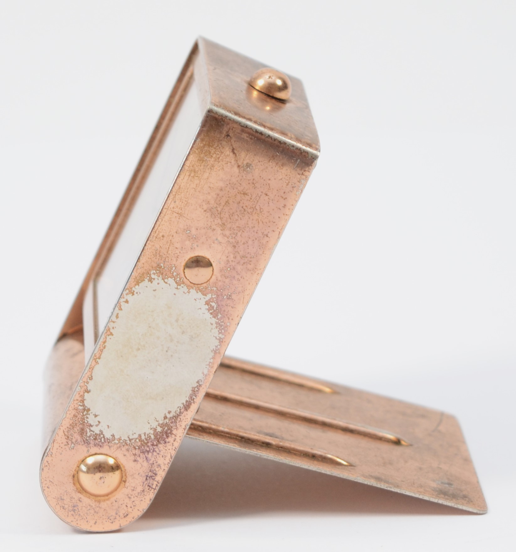 A 1920s Art Deco Jaeger traveling alarm clock, plated copper folding case, the dial stamped Jaeger - Image 5 of 7