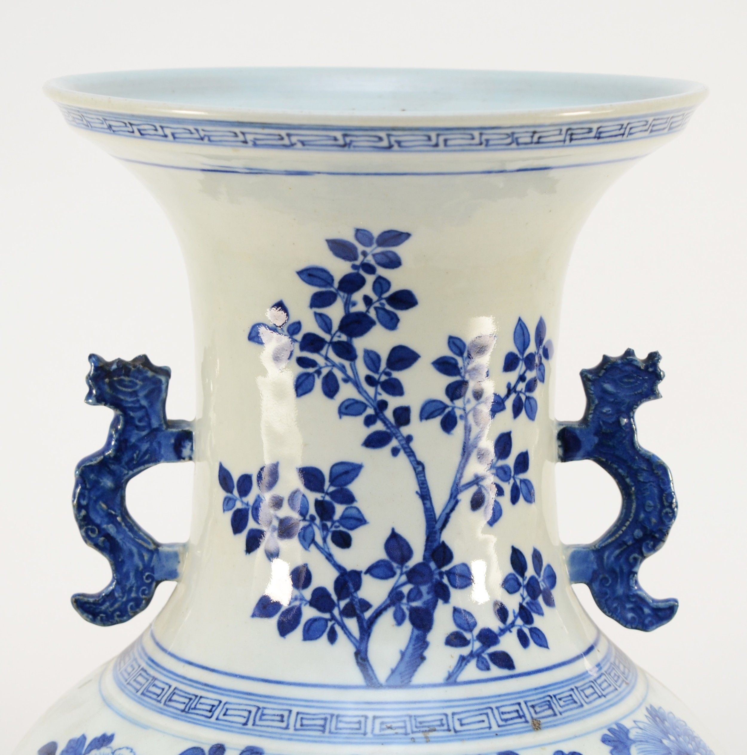 A large Chinese blue and white porcelain vase, circa 19th century Kangxi Dynasty, of baluster - Image 3 of 14