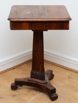 A William IV rosewood side table, having moulded edge top with single drawer, supported on a tapered