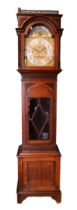 F.A. Chandler, Leamington Spa, a Victorian oak eight day musical longcase clock, c.1880, the 13"