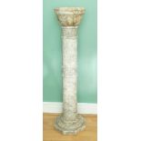 A marble jardinière with matching circular pedestal column on rectangular plinth base. H104, D25cm.