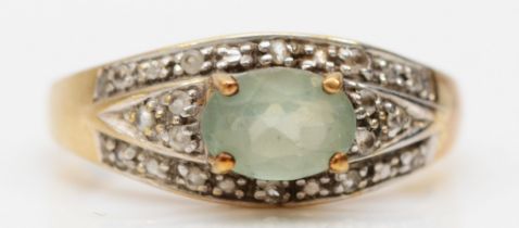 A 9ct gold tourmaline and diamond dress ring, N, 2.6gm