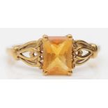 A 9ct gold and citrine dress ring, P 1/2, 2gm