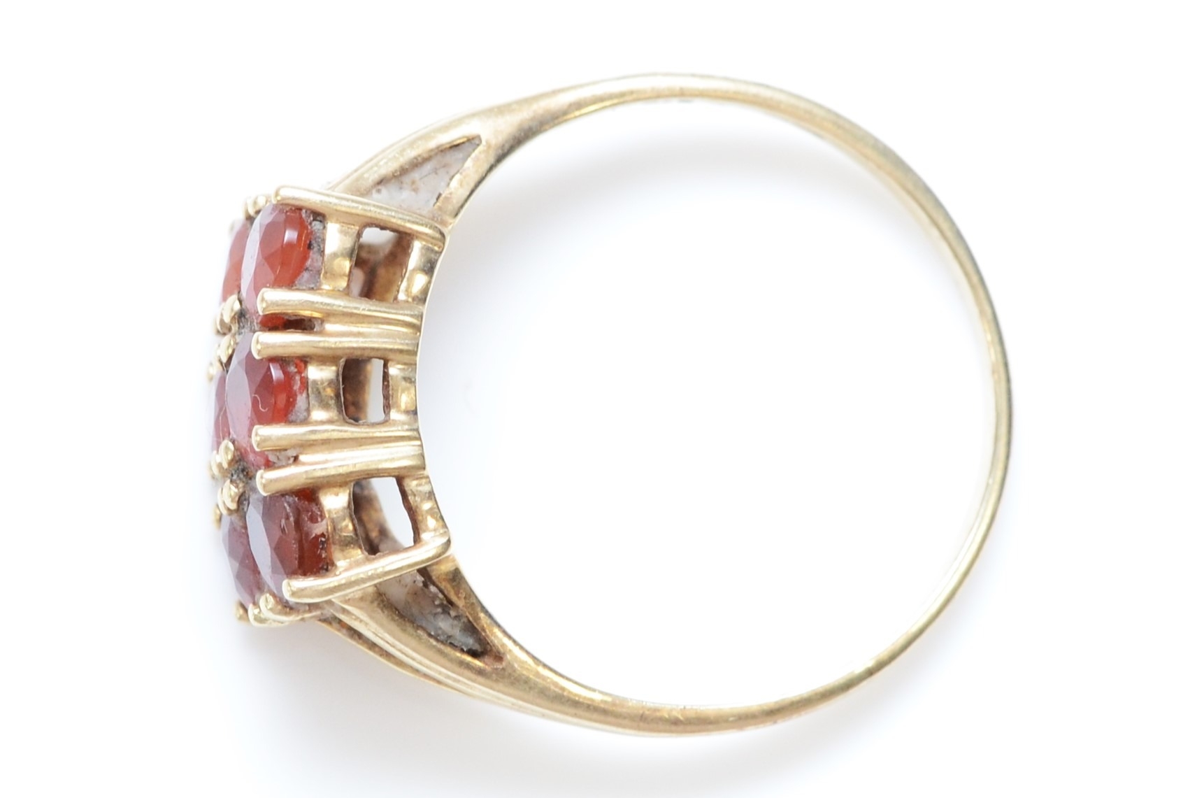 A 9ct gold and six orange gemstone ring, N 1/2, 2.4gm - Image 2 of 2