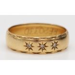 A 9ct gold Edwardian style diamond ring, K 1/2, 2.2gm