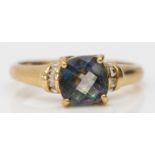 A 9ct gold mystic topaz and white gemstone ring, N, 2.6gm