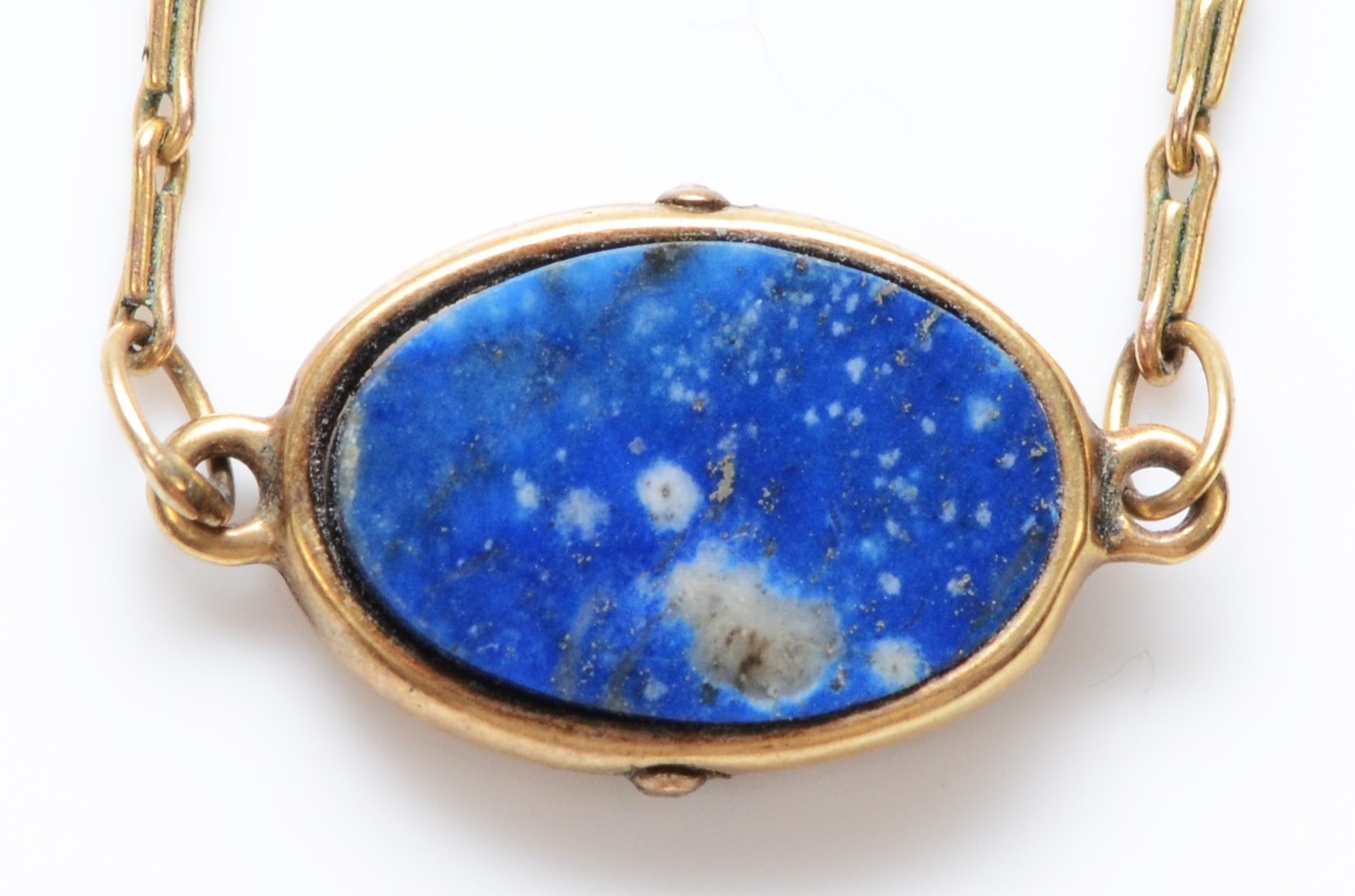 A 9ct gold and lapis lazuli pendant, 36cm, 3.4gm - Image 2 of 2