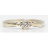 A 9ct white gold single stone brilliant cut diamond dress ring, stated weight 0.25, P, 2.2gm.